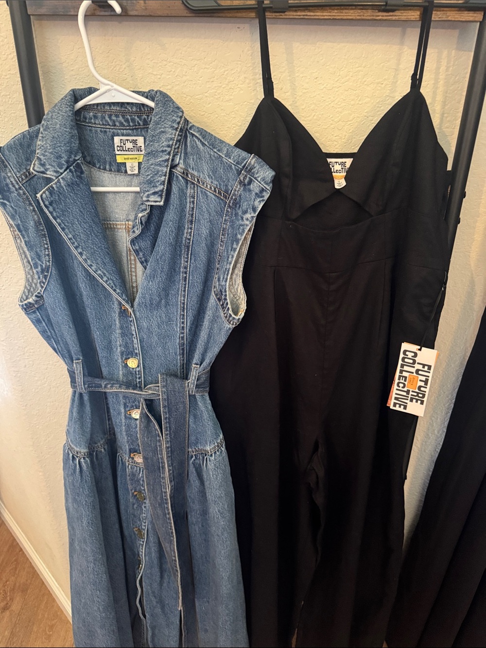 Future Collective 
Black Spaghetti-Strap Jumpsuit 
Denim Mid denim dress ~BUNDLE - Picture 3 of 7